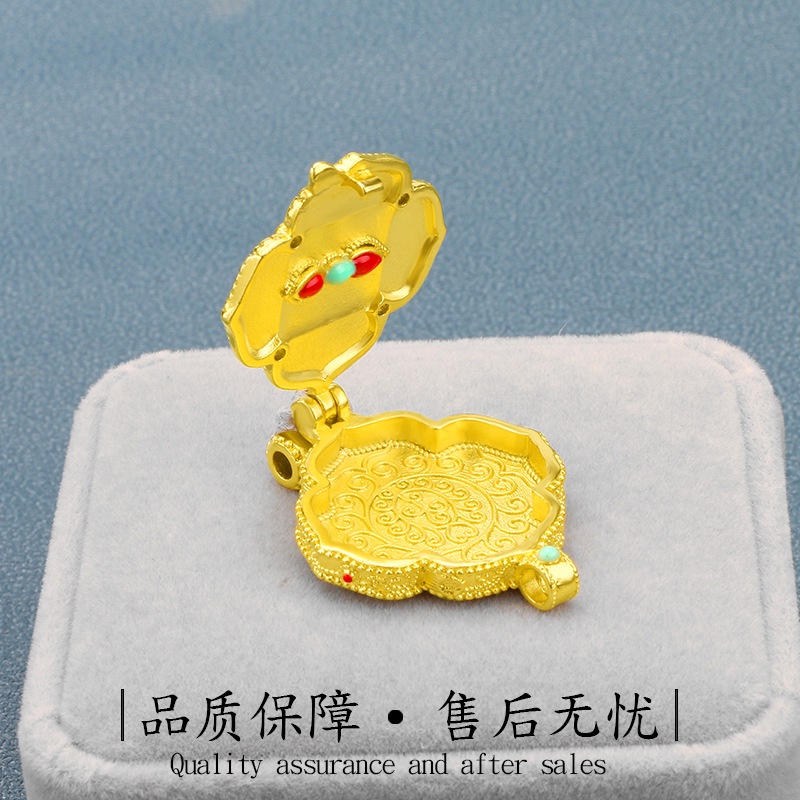 National Kalung Rantai 916 Dengan Liontin Patung Buddha Tibet Etnik Warna Emas Untuk Pria / Wanita