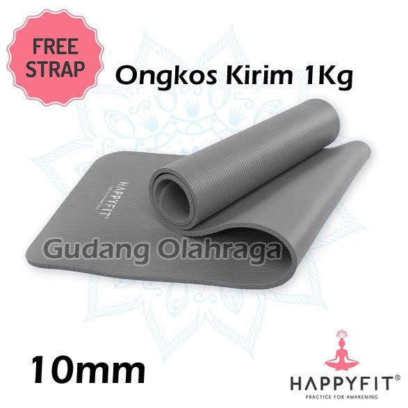 HAPPYFIT NBR 10mm Yoga Matt BLUE - Matras Senam - Matras Yoga Tebal 10 mm