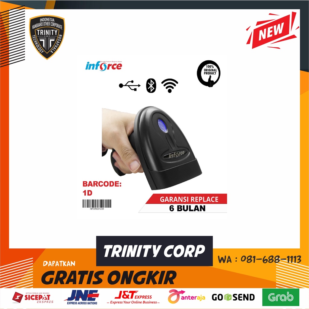 INFORCE WIRELESS BLUETOOTH USB BARCODE SCANNER T88 E-FAKTUR 1D