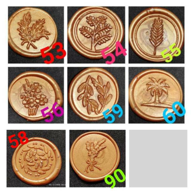 Seal wax stamp motif FLORA ready stock lilin segel stempel sealing bunga daun ginko rose palm
