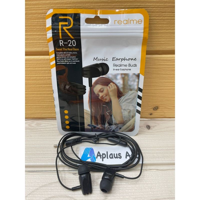 Handsfree Realme R20 + Mic Stereo Earphone R-20 Suara Bagus