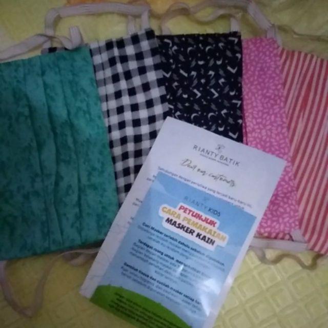 [ready Stock] Masker Anak Rianty Batik Masker Katun Masker Kids [isi 5pc]