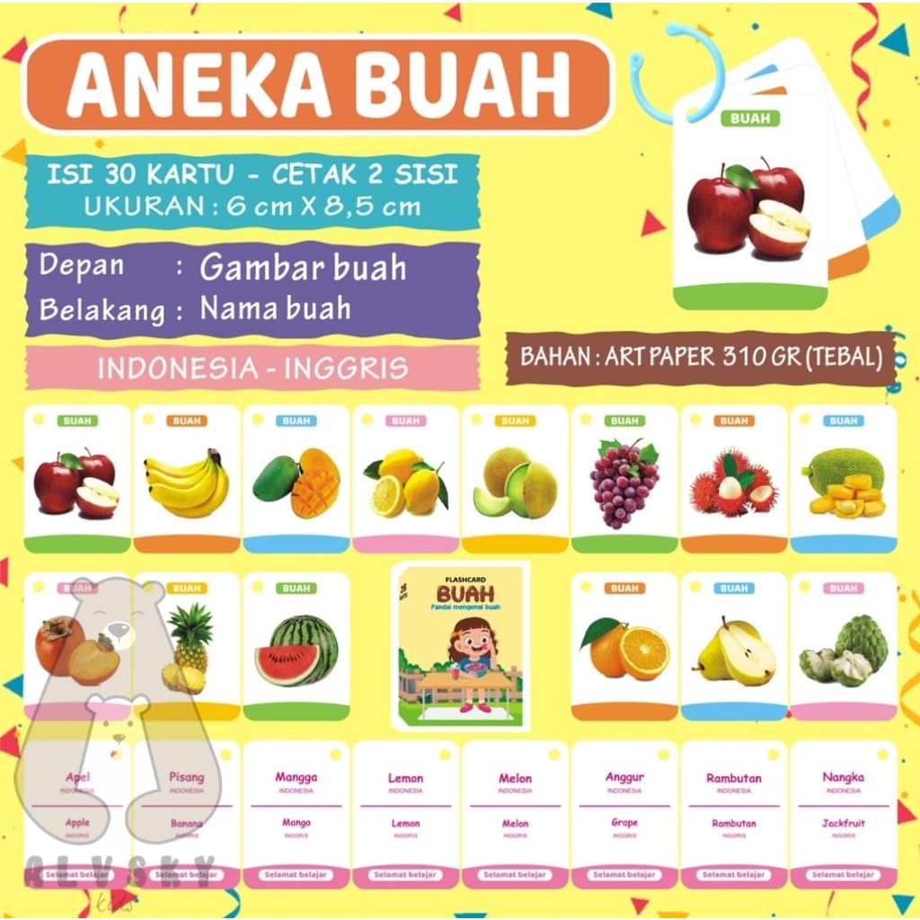 FLASH CARD ANAK / RING / KARTU BALITA PINTAR ANAK BAHASA INDONESIA / MAINAN EDUKASI FLASH CARD