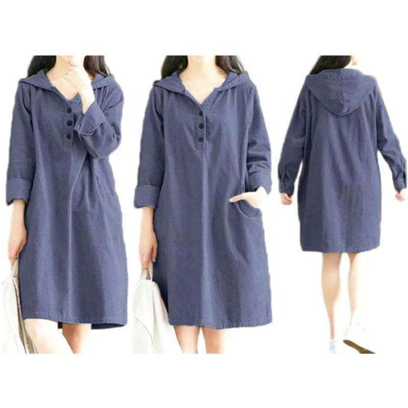 Tunik Hoodie Dress Baju Tunic Hoodie Dress