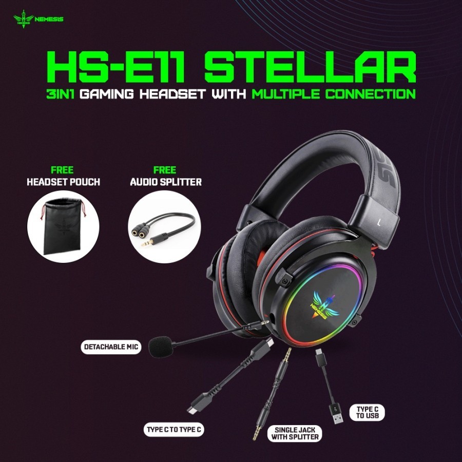 NYK HS-E11 STELLAR 7.1 Surround RGB  - Gaming Headset