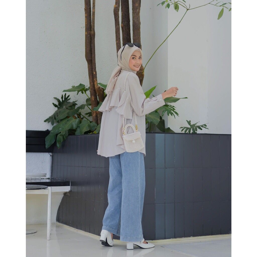 COD - Thiny Shirt Katun Paris - Basic Oversized Shirt - Atasan Muslim Fashion Wanita Termurah &amp; Terlaris