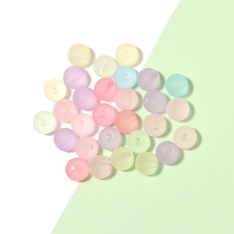 6mm / 8mm / 10mm Manik-Manik Akrilik Frosted Warna Macaron Matte Untuk Membuat Perhiasan DIY