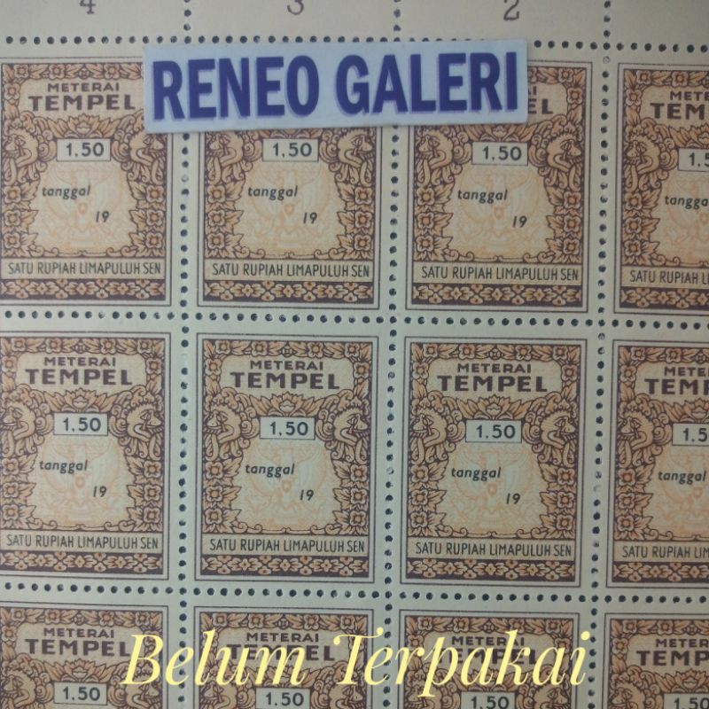 

1 Potong Materai Tempel Rp 1,50 Rupiah tahun 1960 - 1970 matrai lama kuno lawas 1. 50 sen meterai