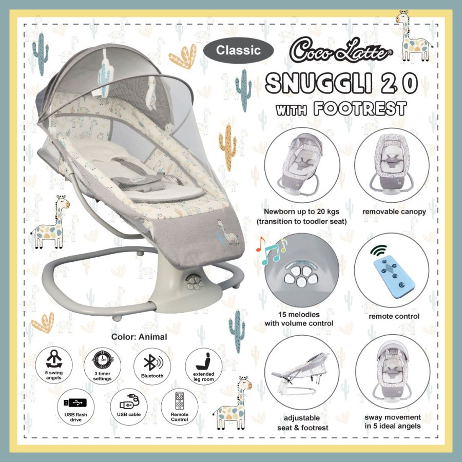 Bouncer Cocolatte Snuggli Elektrik/ Snuggli 6 in1 /Snuggli 2.0 /SNUGGLI 2.0 With Footrest CLASSIC /Patio/ Babydoes Claptown/ snuggli priv/ Claptown 2.0