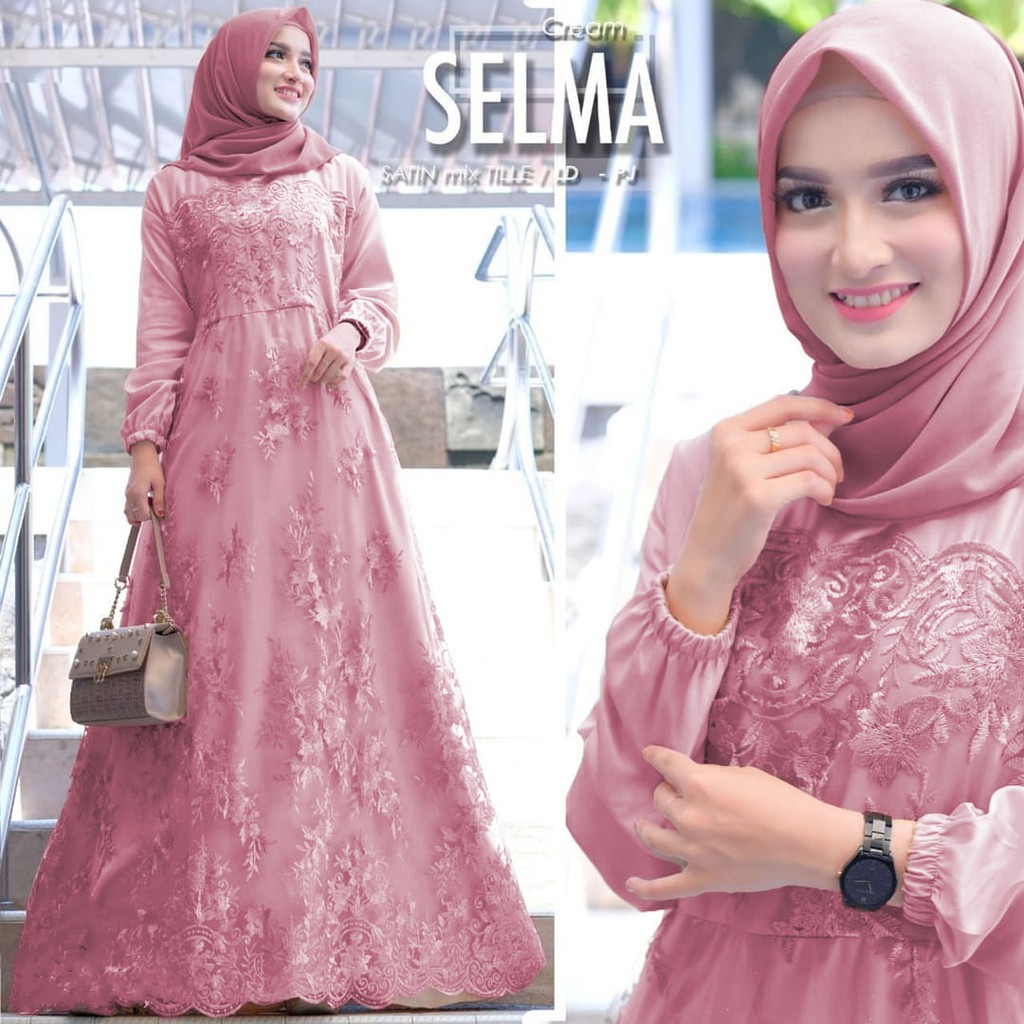 [REAL PIC] Gamis Brokat Tille Mutiara Dress Brokat Terbaru Gamis Brokat Lebaran Gamis Syar'i