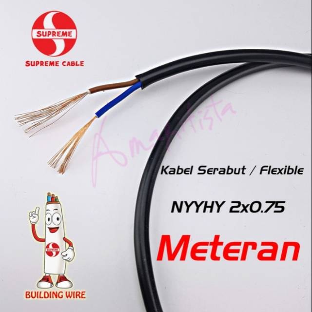 Kabel Wilson Supreme 2x0.75 NYYHY Meteran 2 x 0,75 SNI Serabut