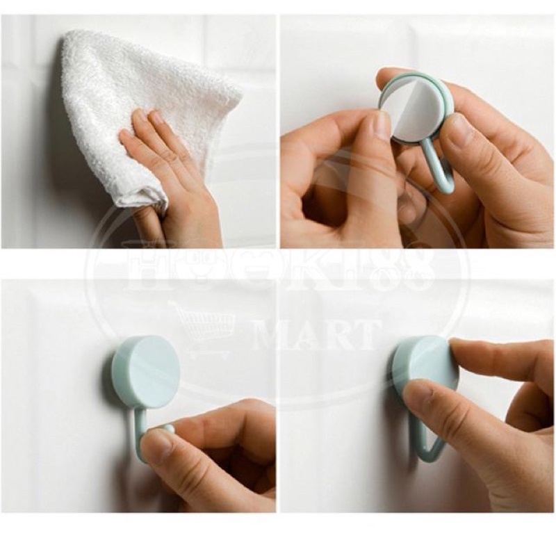 [10PCS] Gantungan Hook Baju Macaron Bulat Polos Tempel Dinding / Wall Hook Multifungsi Super Kuat