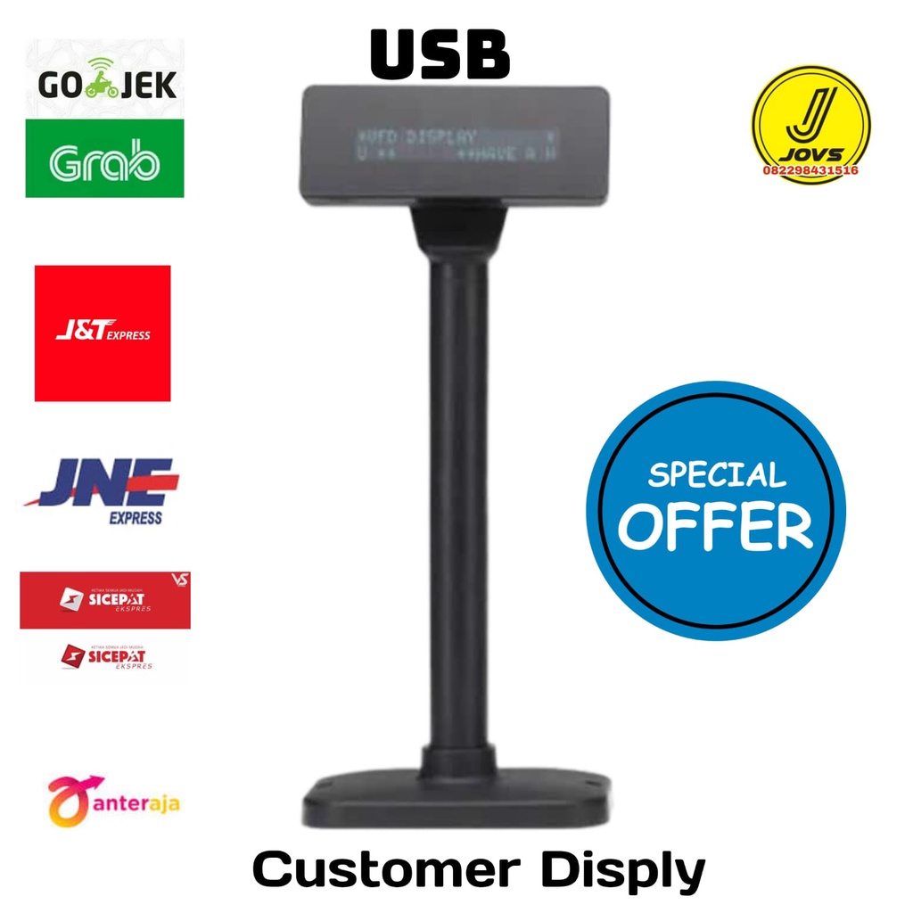 Tampilan Layar Customer Display Mesin kasir USB