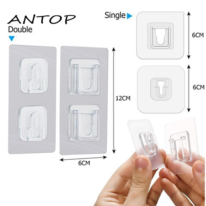 Double-sided Adhesive Hook Self-adhesive Wall Hook Power Socket with Wall Hook Multi-function Hook Strong Transparent Hook Suction Cup ANTOP