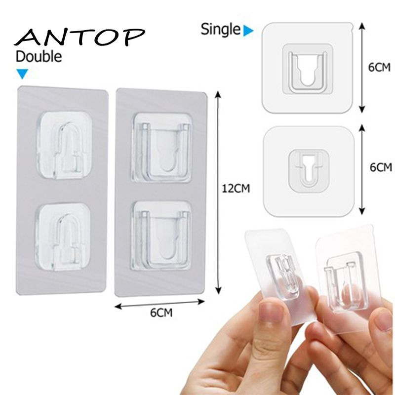 Double-sided Adhesive Hook Self-adhesive Wall Hook Power Socket with Wall Hook Multi-function Hook Strong Transparent Hook Suction Cup ANTOP