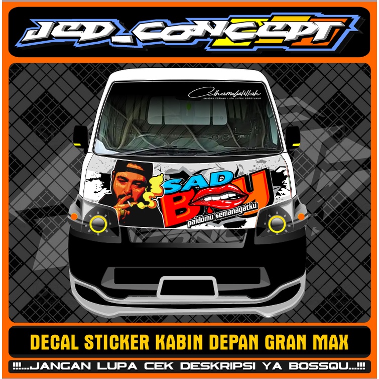 Stiker Decal kabin depan gran max / sticker kabin depan granmax dan kaca