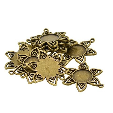 Filigree Flower Charms - Charm Bentuk Bunga Kerawang (5pcs)