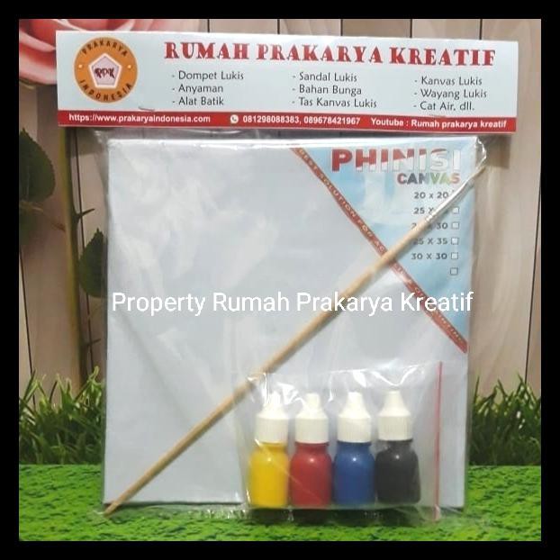 

New Produk Paket Alat Melukis Kanvas + Cat 4 Botol + Kuas Siap Pakai