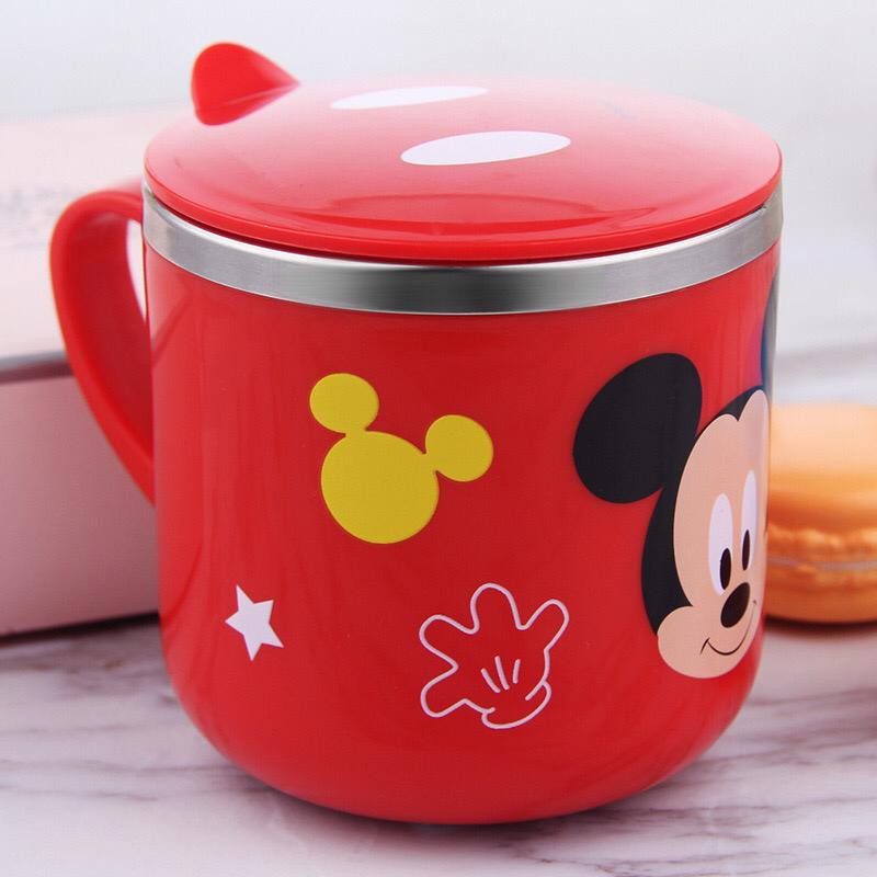 Gelas lucu anak ada tutup stainless steel 304 mug karakter disney