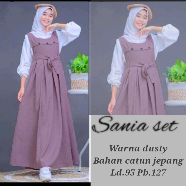 Sania set Dress Baju Gamis Syari Muslim Remaja Wanita Perempuan// dress gamis anak Remaja tanggung K