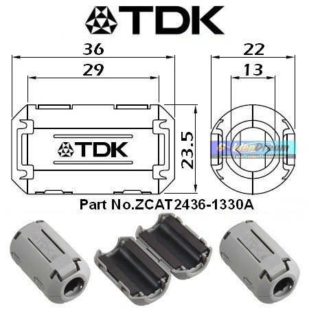 Magnet TDK Original Tipe ZCAT 2436 1330 A Ferrite kabel busi 11-14mm