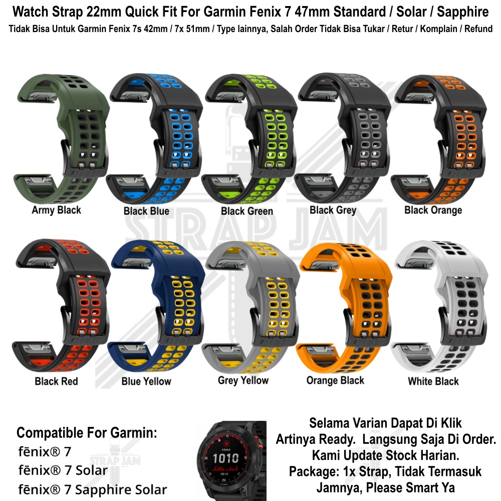 TRD Strap Garmin Fenix 7 47mm - Tali Jam Quick Fit 22mm Silikon Rubber Sporty Keren