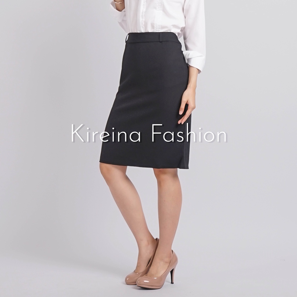 Rok Span Kerja Pendek Bahan Gabardin - Kireina Fashion