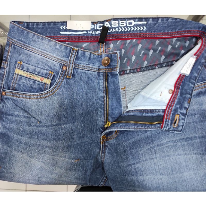 picasso jeans regular aqua - celana panjang pria - celana original - jeans premium