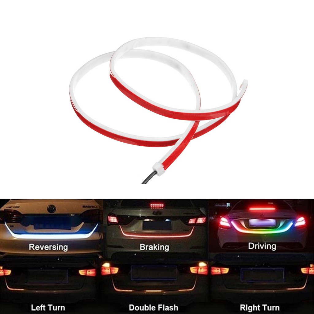 5 Mode Lampu Bagasi Belakang Mobil Multicolor RGB Ekor Kotak Lampu Pita Dinamis Rem Sinyal Giliran Peringatan LED Strip 120 Cm 150 Cm