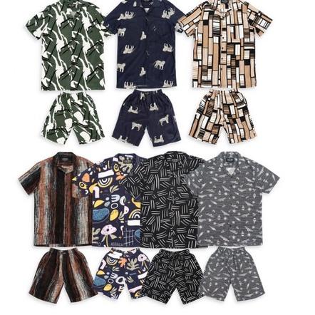 Jane Frey Clothing Setelan Piyama Pria | Freypv 8074 Reguler Fit Short Set M-XL Kemeja Set A