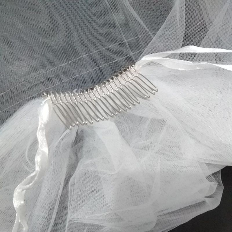 white wedding bride veil polos 1.25 m kerudung pengantin polos aksesoris