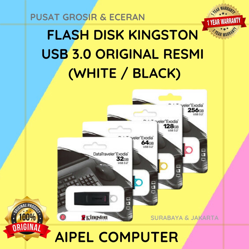 FDK128 | FLASH DISK KINGSTON 128 GB USB 3.0 ORIGINAL RESMI (WHITE / BLACK)