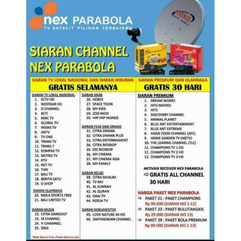 ANTENA PARABOLA 45CM UNTUK 2TV RECEIVER NEX PARABOLA MERAH