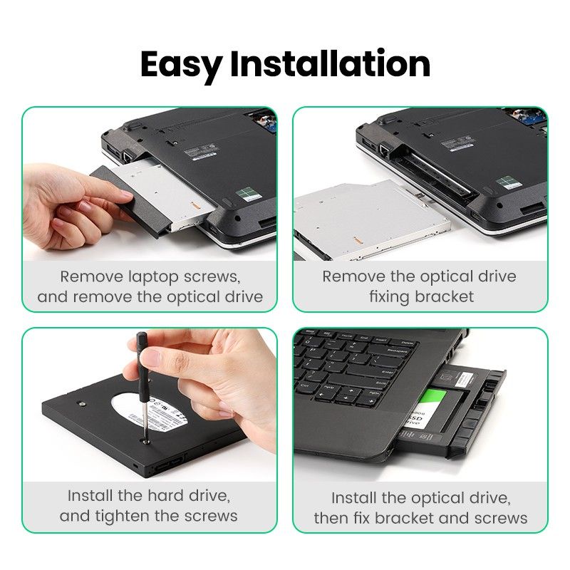 UGREEN HDD CADDY SSD 2,5&quot; SATA III 9,5mm 5TB untuk 2,5&quot; Laptop