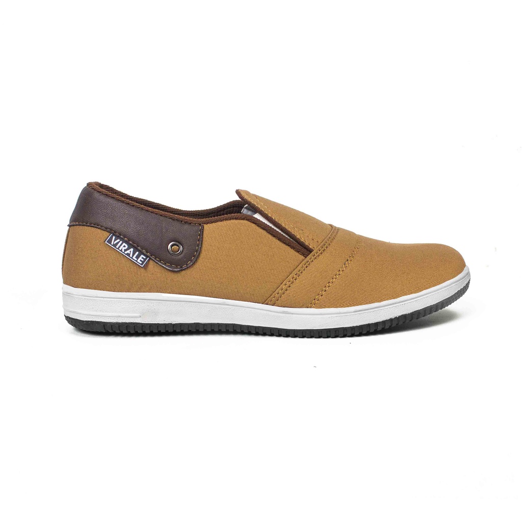 Sepatu Kasual Pria Slip On Canvas Mamojo Store CS 01 TAN