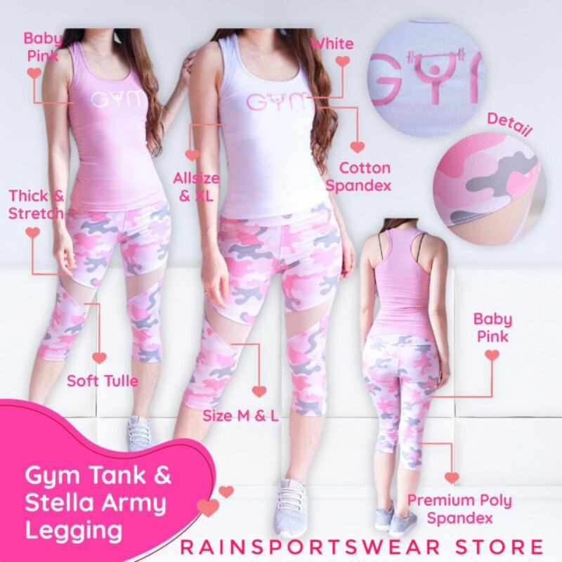RAINSPORTSWEAR- GYM STELLA SET - BAJU OLAHRAGA WANITA - BAJU SENAM AEROBIC ZUMBA YOGA FITNESS BELLYD
