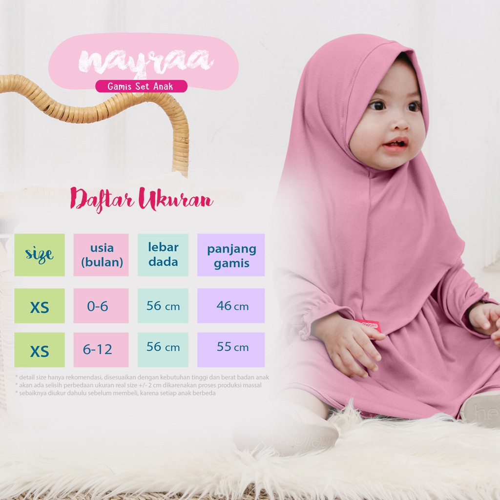 PAKAIAN MUSLIM NAYRA BAJU LEBARAN NAYRAA GAMIS SET BAYI GAMIS BAJU LEBARAN ANAK XS / S BAHAN LEMBUT NYAMAN HIGH QUALITY