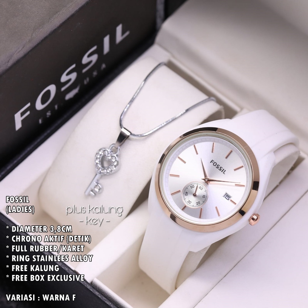 JAM TANGAN WANITA FASHION TALI RUBBER BODY BULAT TANGGAL &amp; CHRONO AKTIF FREE KALUNG