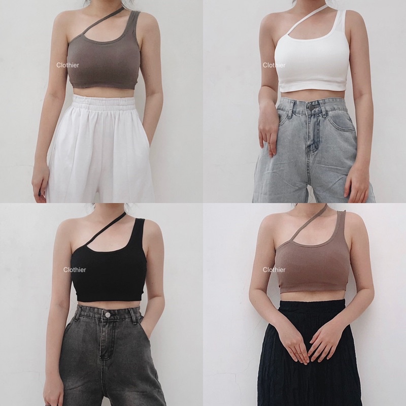 CLOTHIER - Aera Ribbed Tank | Asymmetric Sling Bralette