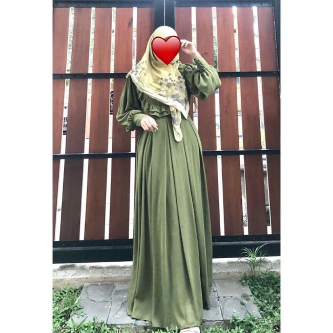 gamis dress polos mayu hijau cantik keren umbrella klok mewah formal pesta original aldisa real pict