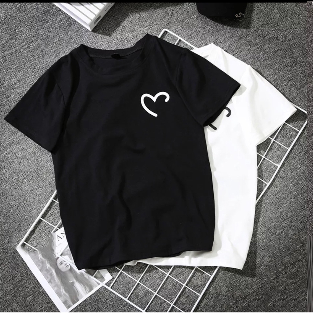 Baju atasan kaos cotton Premium love heart