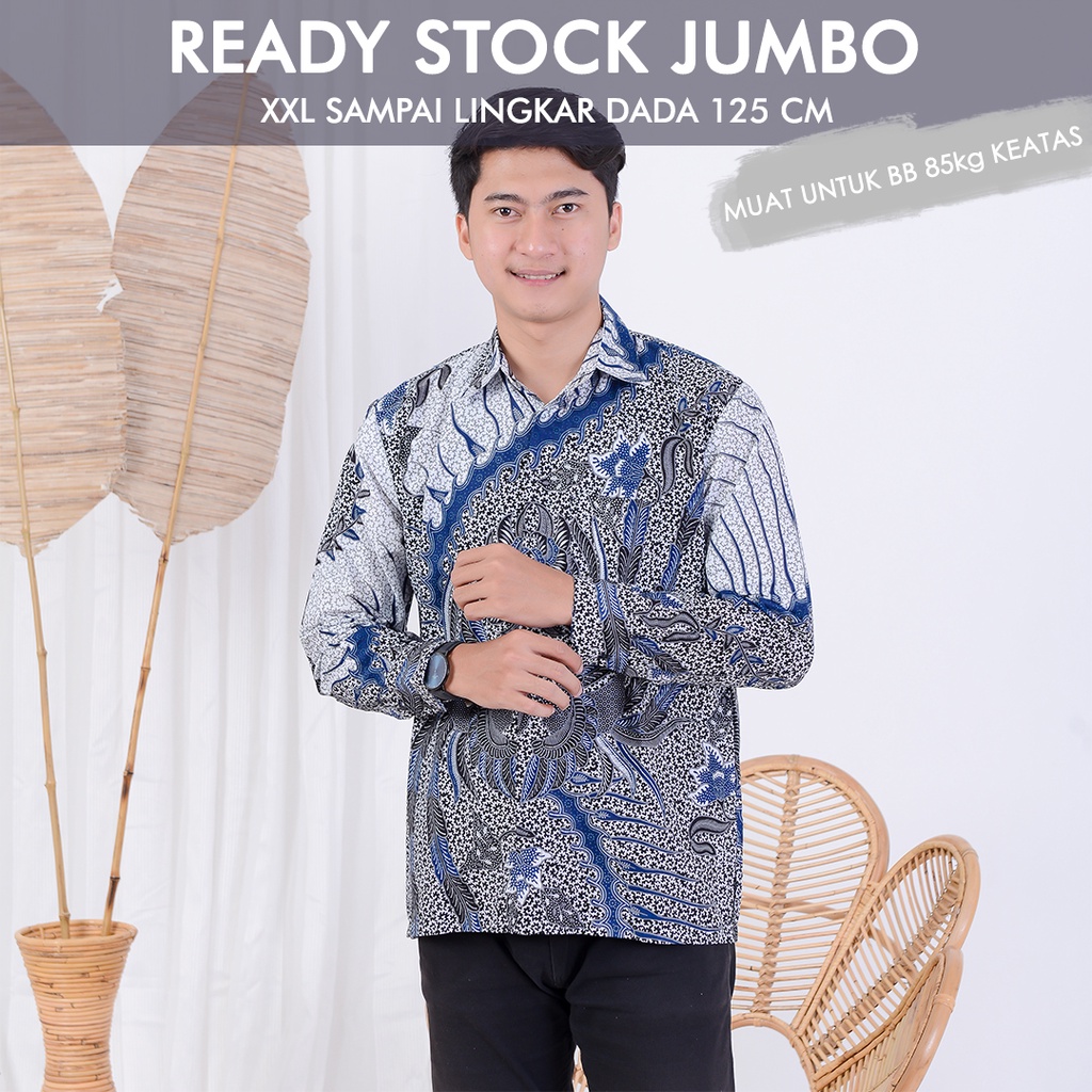 KEMEJA BATIK PRIA LENGAN PANJANG BATIK PRIA KATUN HALUS BAJU BATIK PRIA LENGAN PANJANG MODERN M L XL XXL LENGKAP