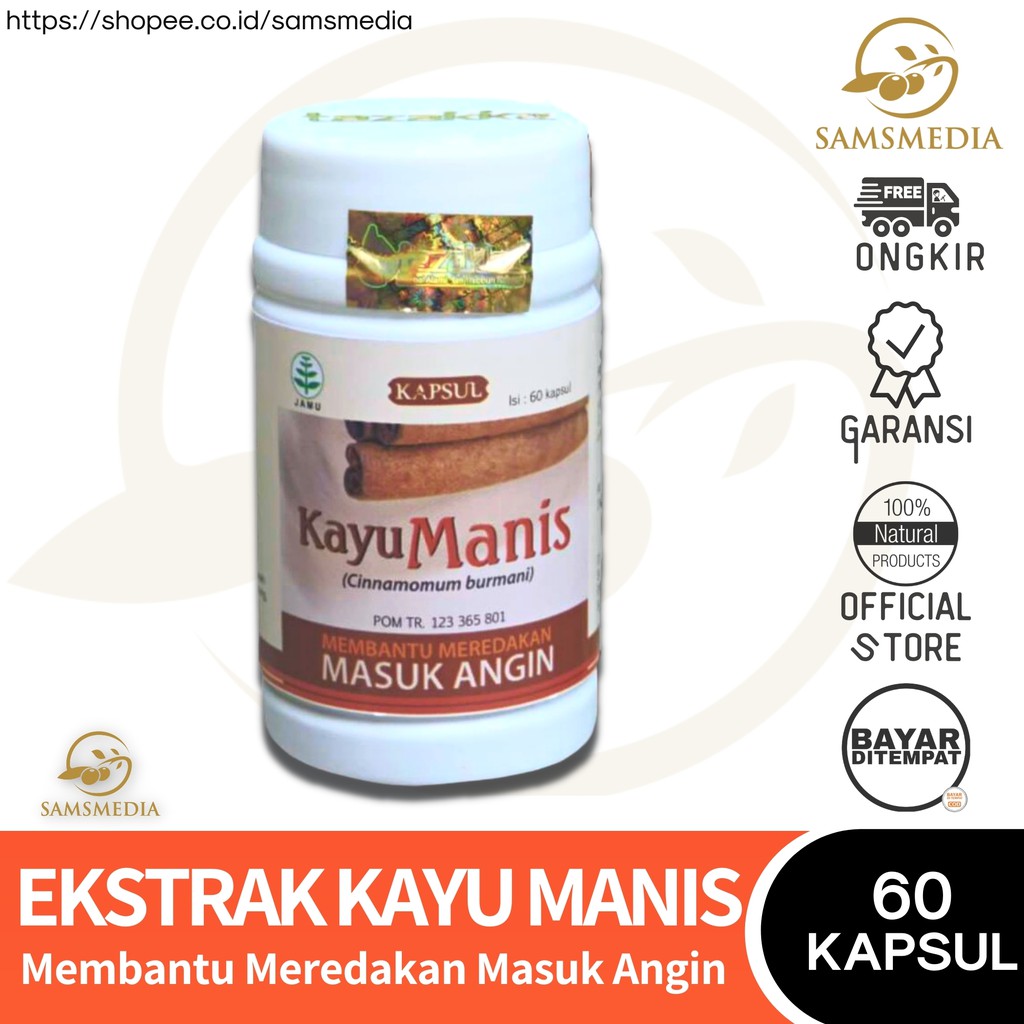 ORIGINAL - 𝐄𝐊𝐒𝐓𝐑𝐀𝐊 𝐊𝐀𝐘𝐔 𝐌𝐀𝐍𝐈𝐒 Kapsul - Cinnamomum burmannii Bantu Herbal Kaya Antioksidan Izin BPOM