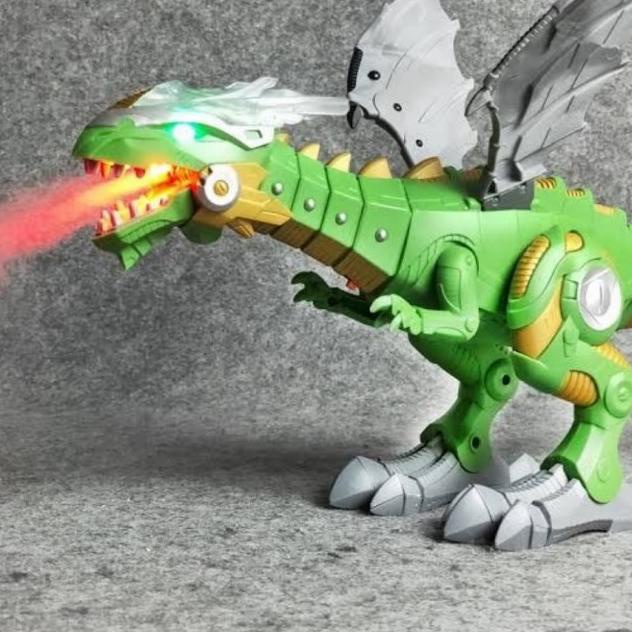 MAINAN ROBOT DINO DINOSAURUS NAGA BISA KELUAR ASAP NYALA LAMPU