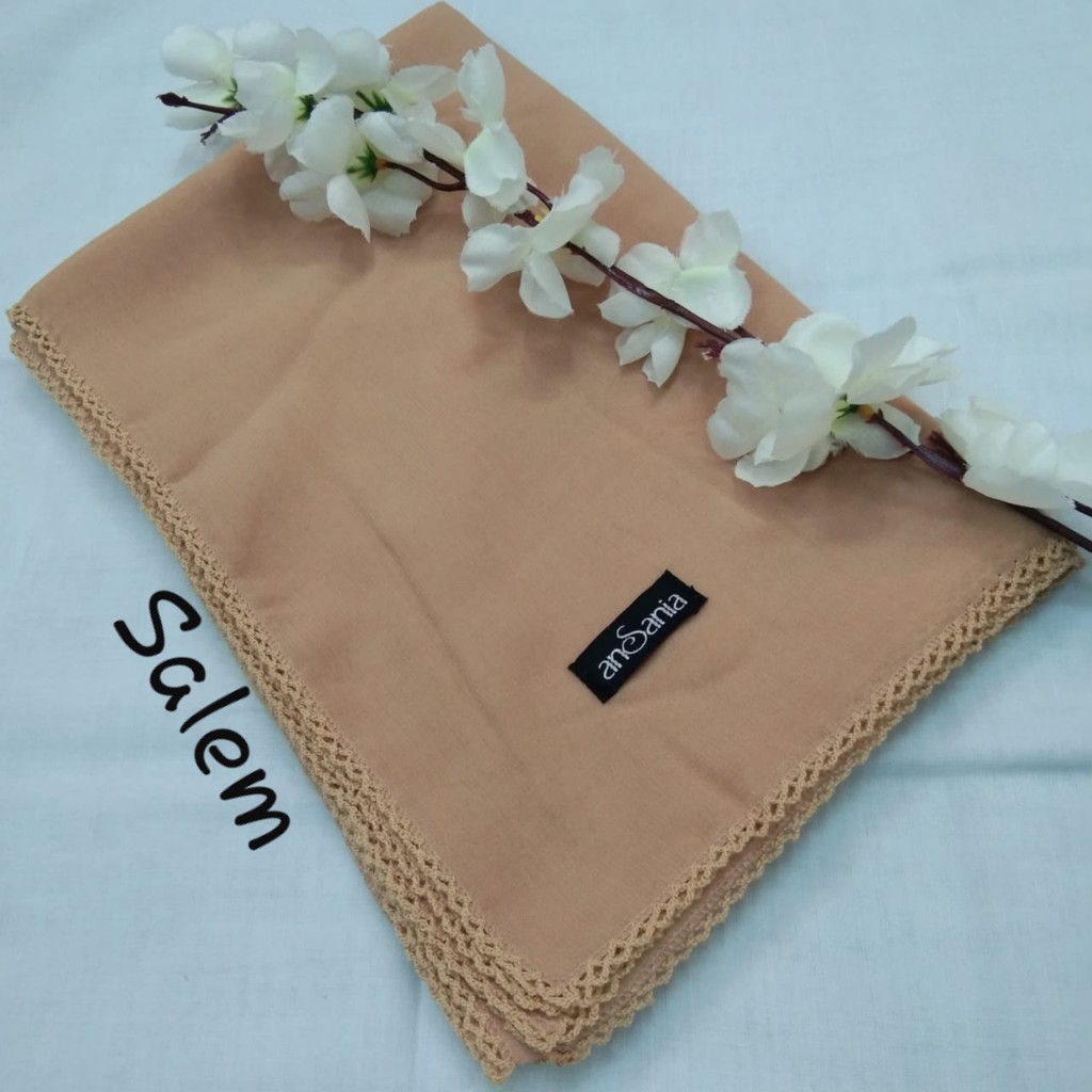 Kerudung Segiempat Bella Crochet Ansania PollyCotton Jilbab Bella Butik Hijab Segi Empat Rumah Hija'b-SALEM