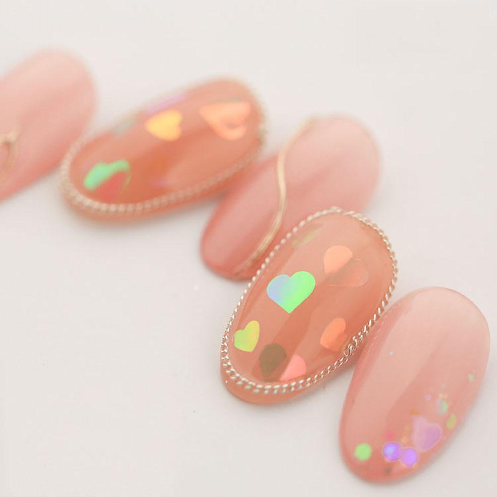 AUGUSTINA Agustina Nail Art Sequin Charm Glitter Cinta Hati Bentuk Bulat Manikur Aksesoris