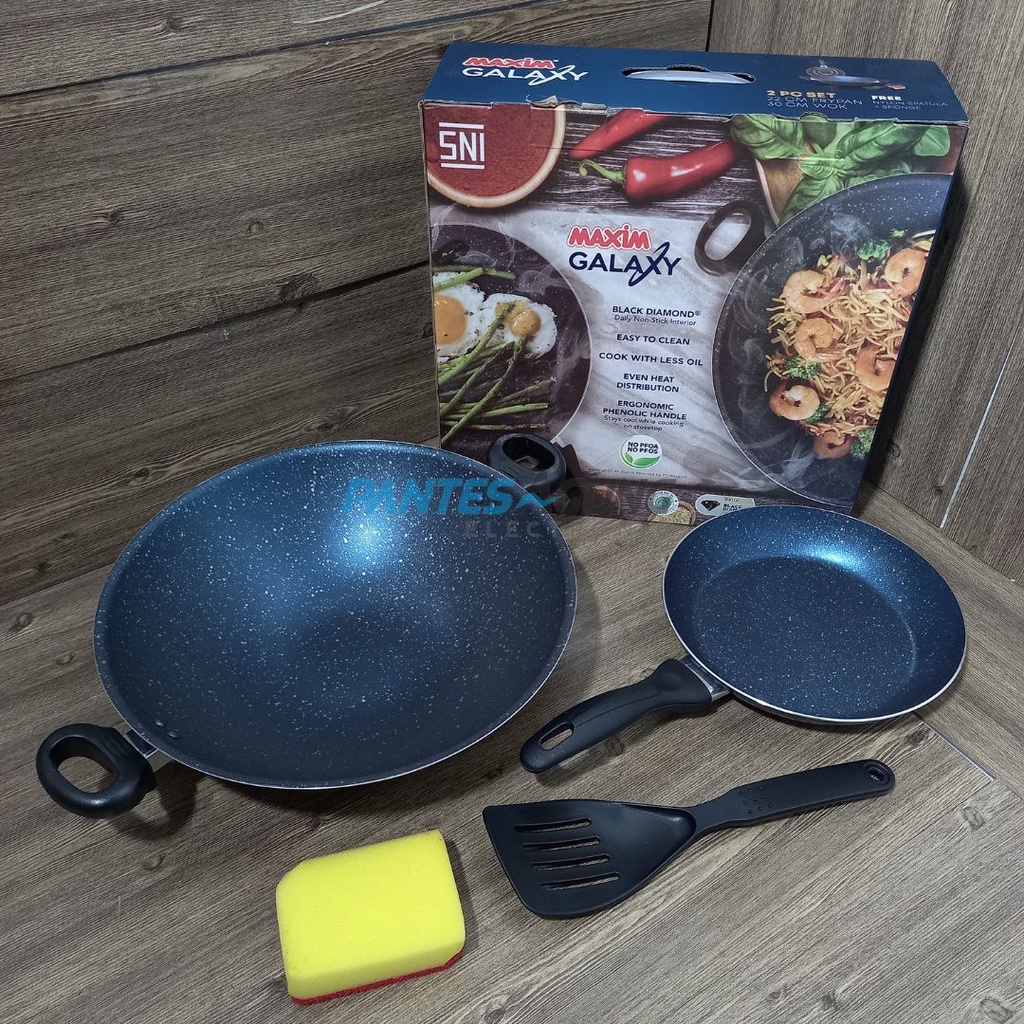 MAXIM GALAXY SET / Wajan + Teflon + Spatula + Sponge / maxim set