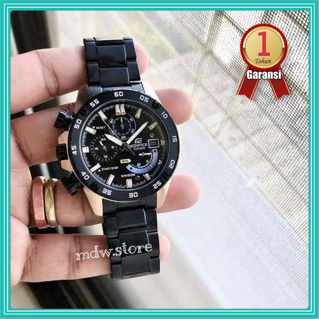 Casio Edifice Type EFR 558 EFR558 Black Rosegold Blue Jam Tangan Pria