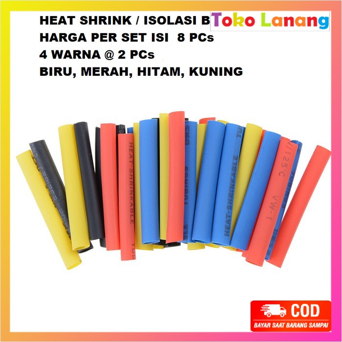 

TWL- ISOLASI BAKAR 4MM PER SET 8 PCs 4 WARNA BERBEDA HEAT SHRINK