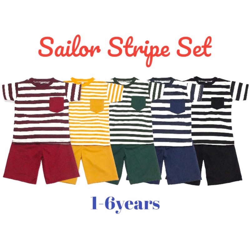 Sailor Stripe Set pendek 1-6years Kaos Set Anak